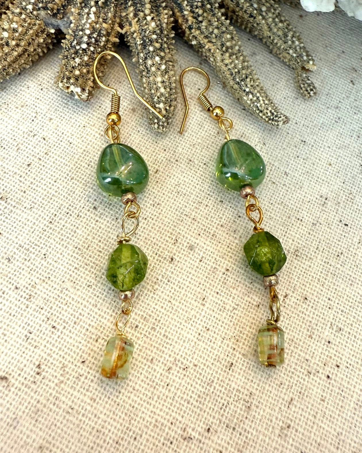 Green Glass Earrings