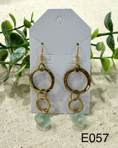 Brass Rings with Sea Glass