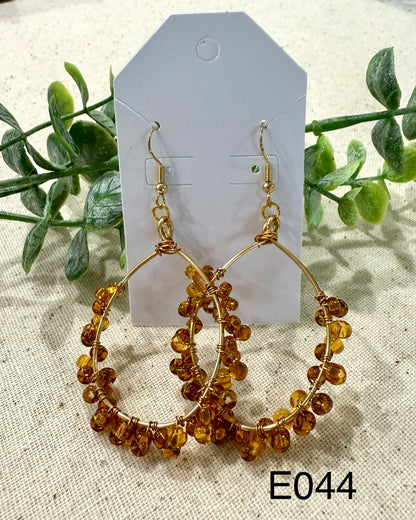 Beaded Gold Hoop Earrings