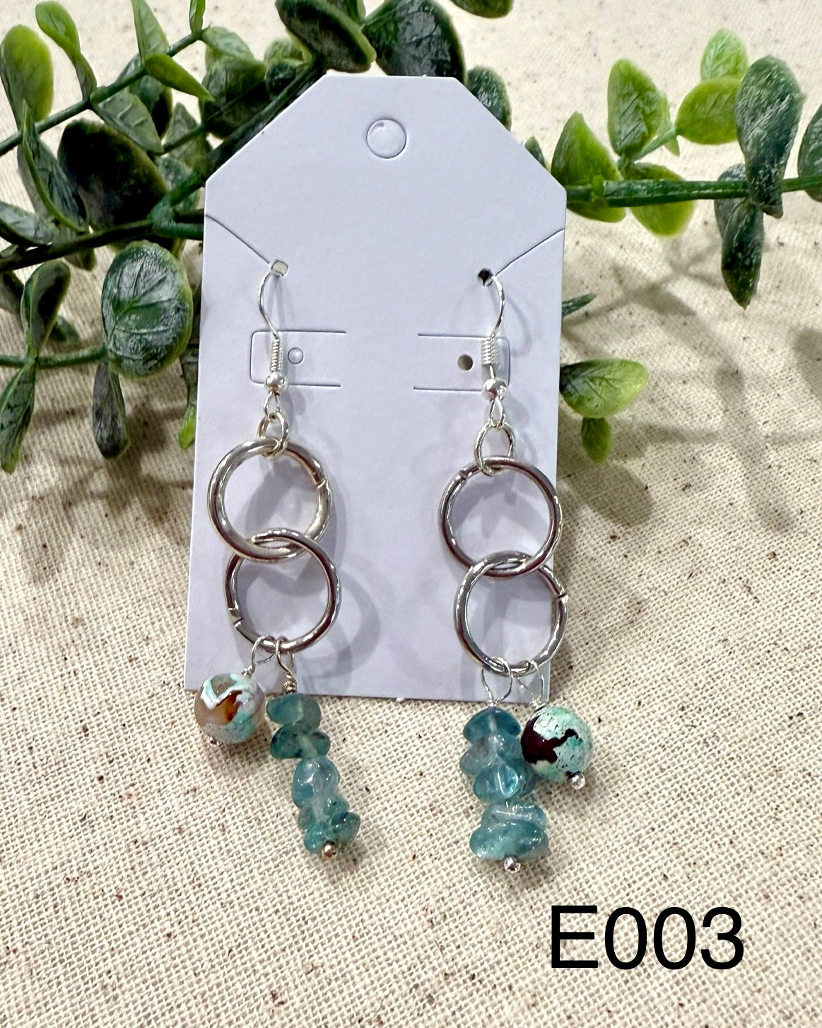 Silver With Aquamarine Chips Earrings