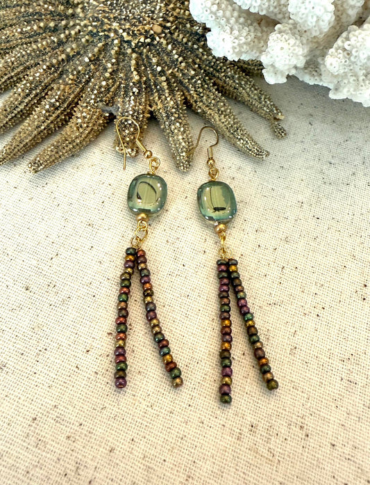 Green Iridescent Earrings