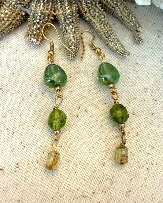 Green Glass Earrings