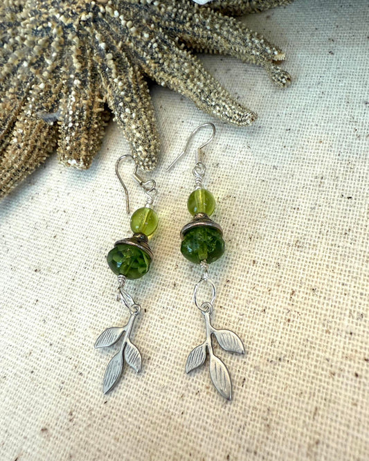 Green Glass Earrings