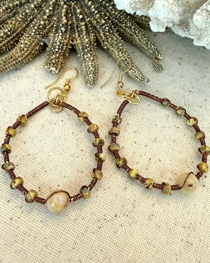 Wrapped Hoops Brass Earrings