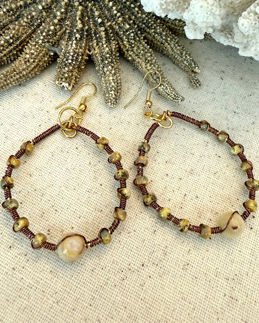 Wrapped Hoops Brass Earrings