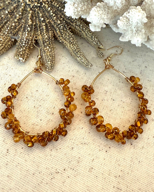 Beaded Gold Hoop Earrings